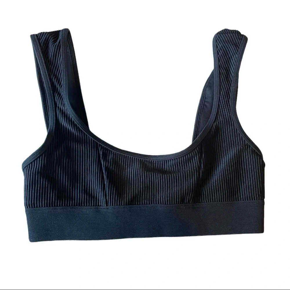 Frankies Bikinis Ribbed Drew Bikini Top XS Black‎